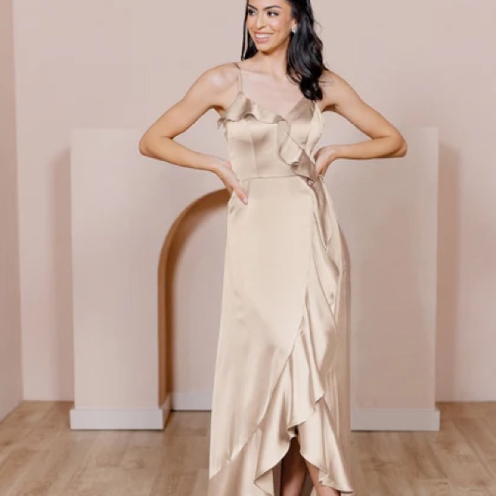 Revelry Champagne Paloma bridesmaid dress